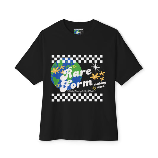 Rare Form Earthy Vibes Oversized Tee | Trendy Black Boxy Shirt for Nature Lovers, Comfortable Streetwear, Unique Gift for Every Occasion