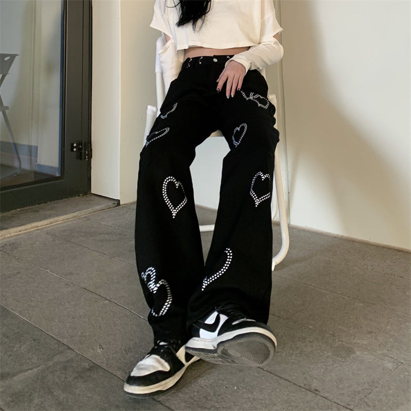 Retro Love Casual Pants All-Match High Waist Pants Fashion